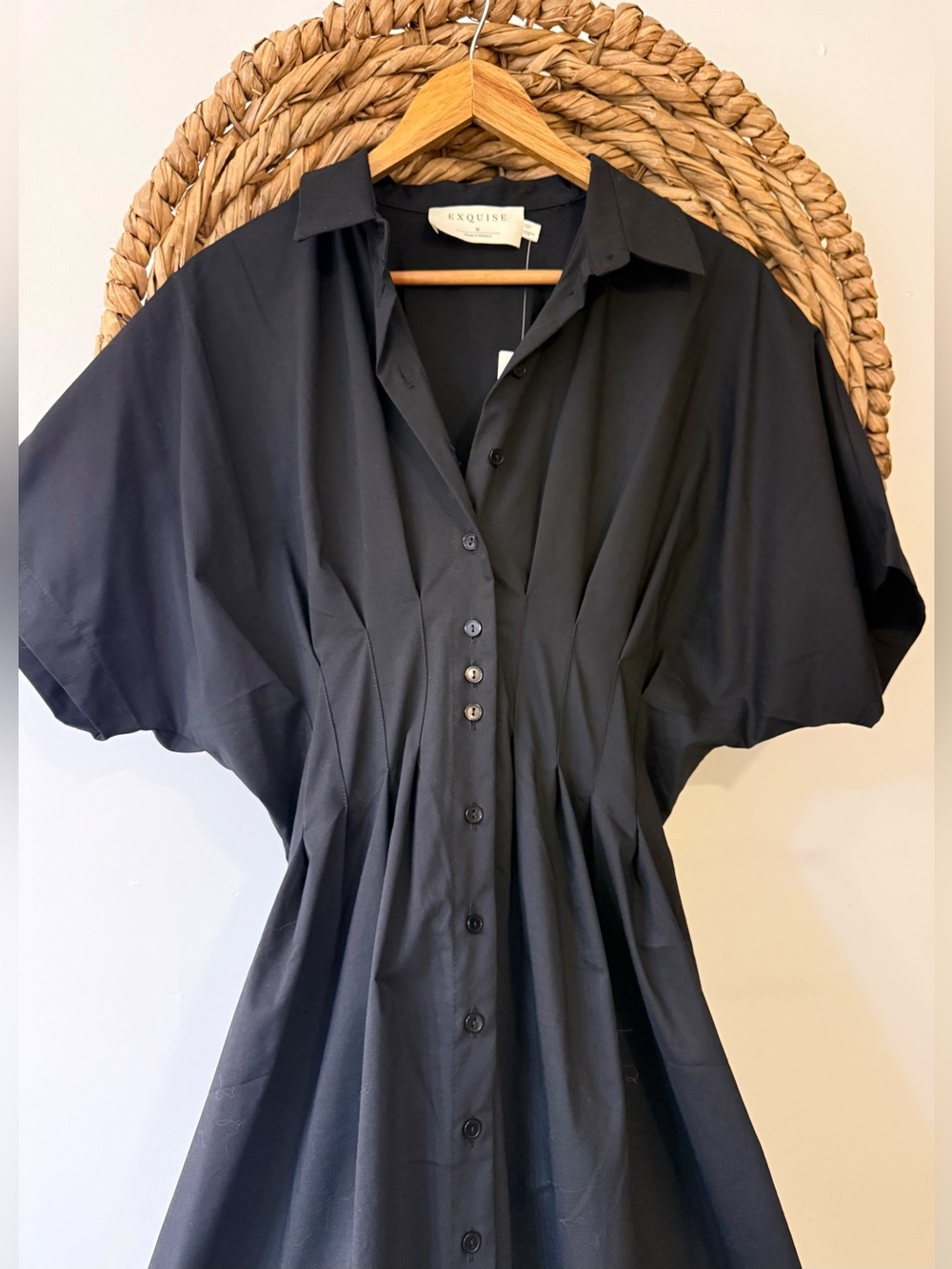 NWT Anthropologie Exquise Tobie Shirt Dress in Black Size Medium - Picture 5 of 10